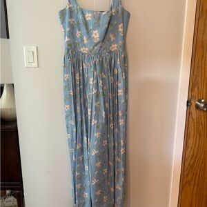 Coco Shop Dress- SCOOP NECK DRESS IN BLUE HIBISCUS (M)